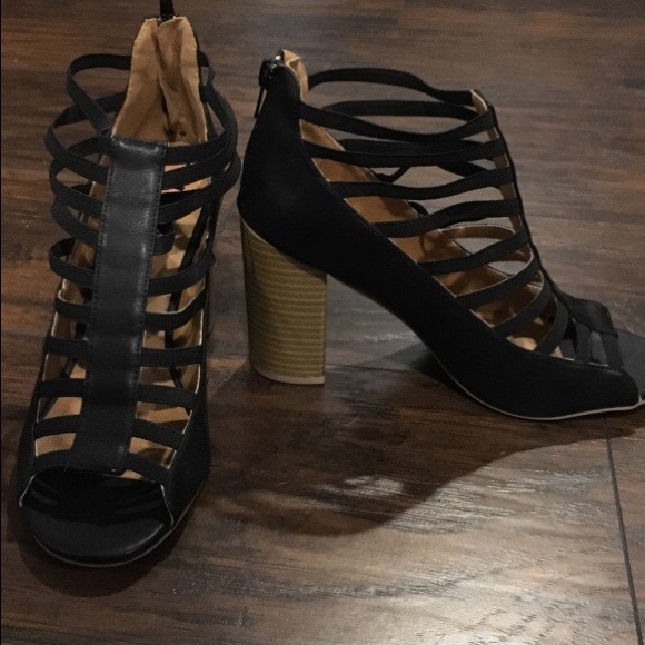 Strappy Black Heels - Picture 1 of 3